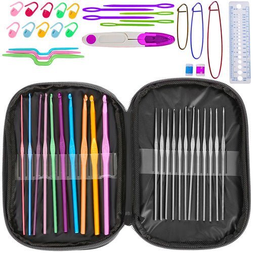 Häkelset für Anfänger – 69 - teiliges Set mit Etui, Garn und Nadeln - Easy2sell - Deluxe