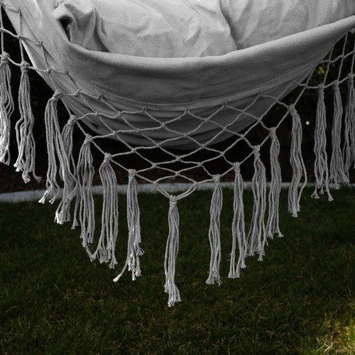 Hängesessel mit 2 Kissen – Brasilianischer Hängestuhl aus Baumwolle, Grau - Easy2sell - Deluxe