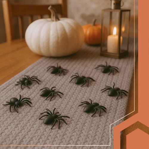 Halloween Spinnen Deko – 10er Set Realistische Kunststoffspinnen Schwarz - Easy2sell - Deluxe