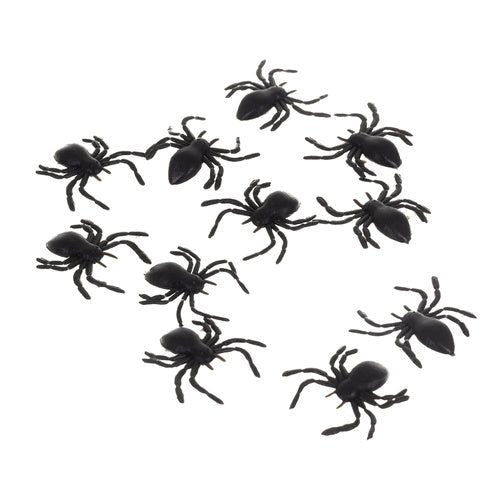 Halloween Spinnen Deko – 10er Set Realistische Kunststoffspinnen Schwarz - Easy2sell - Deluxe