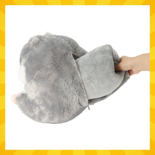 Hamster Kuscheltier 3 - in - 1 mit Decke 105x200cm und Kissen, Grau, Plüsch - Easy2sell - Deluxe