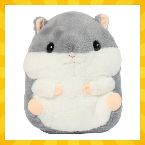 Hamster Kuscheltier 3 - in - 1 mit Decke 105x200cm und Kissen, Grau, Plüsch - Easy2sell - Deluxe