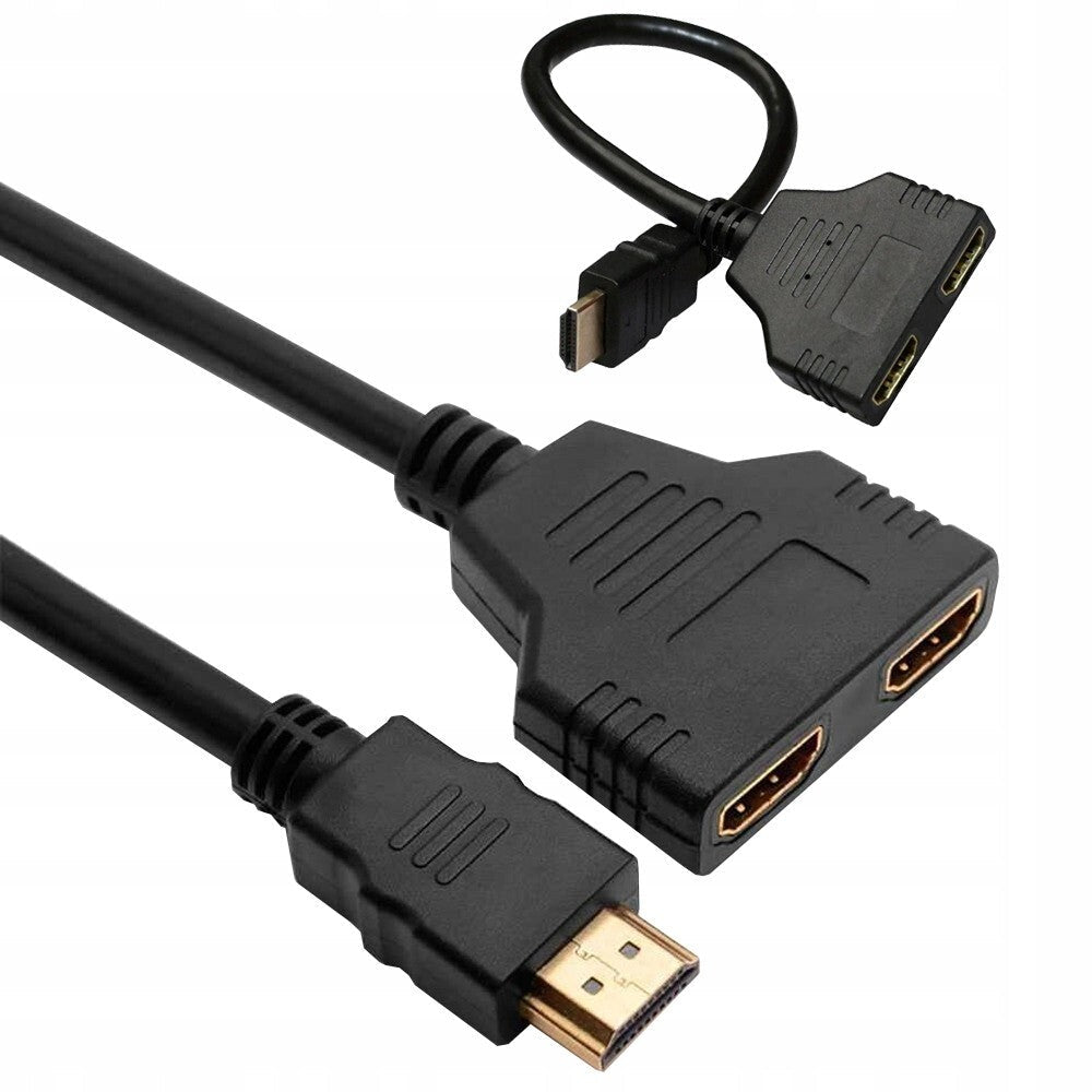 HDMI Splitter Verteiler 2 in 1 Adapter Konverter Hub Kabel PC TV HDMI Wandler - Easy2sell - Deluxe