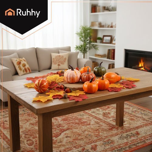 Herbstdeko Set 50 Stück – Kürbisse Eicheln Blätter für Tischdeko Mehrfarbig - Easy2sell - Deluxe