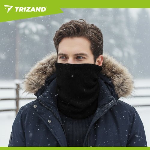 Herren Halswärmer Schal – Universalgröße, Schwarz, Warmer Plüsch Windschutz - Easy2sell - Deluxe