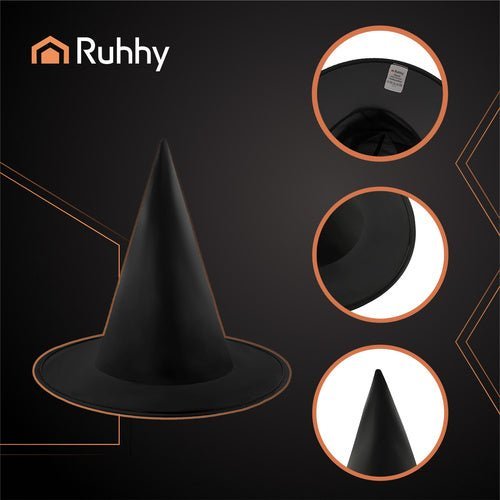 Hexenhut Schwarz mit breiter Krempe – Klassischer Hut für Halloween - Easy2sell - Deluxe