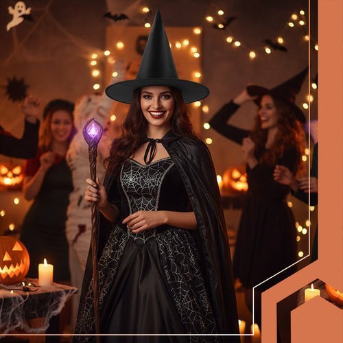 Hexenhut Schwarz mit breiter Krempe – Klassischer Hut für Halloween - Easy2sell - Deluxe