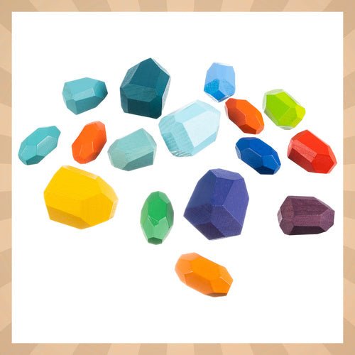 Holzbausteine Set für Kinder – 16 Bunte Bauklötze aus Holz zum Spielen - Easy2sell - Deluxe