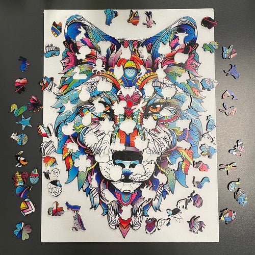 Holzpuzzle Wolf 170 Teile – Buntes Tierpuzzle aus Holz für Deko & Kinder - Easy2sell - Deluxe