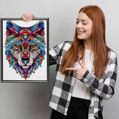 Holzpuzzle Wolf 170 Teile – Buntes Tierpuzzle aus Holz für Deko & Kinder - Easy2sell - Deluxe