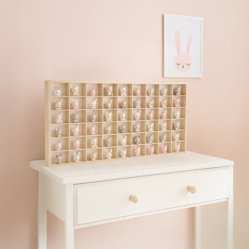 Holzregal für Puppen 54 Fächer 10 cm Sperrholz beige 104x46x4,5 cm Wandregal
