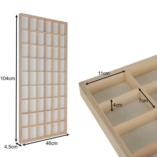 Holzregal für Puppen 54 Fächer 10 cm Sperrholz beige 104x46x4,5 cm Wandregal