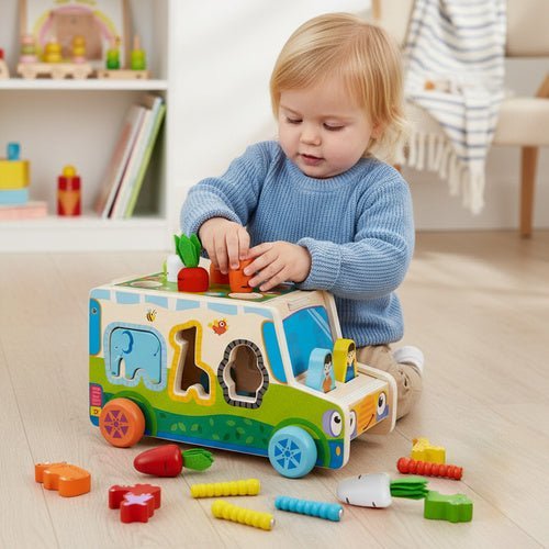 Holzspielzeug Sortierauto – 3er Set Steckspiel aus Holz für Kinder - Easy2sell - Deluxe