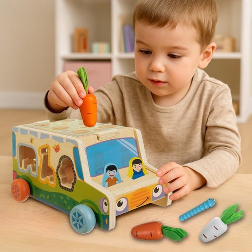 Holzspielzeug Sortierauto – 3er Set Steckspiel aus Holz für Kinder - Easy2sell - Deluxe