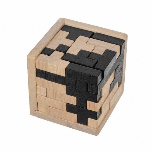 Holzstapelwürfel Puzzle – 3D Logikspiel aus Holz mit 52 T - Blöcken - Easy2sell - Deluxe