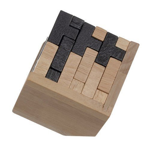 Holzstapelwürfel Puzzle – 3D Logikspiel aus Holz mit 52 T - Blöcken - Easy2sell - Deluxe