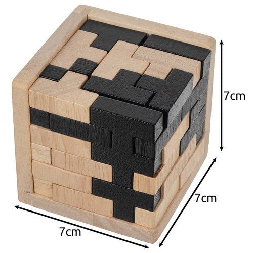 Holzstapelwürfel Puzzle – 3D Logikspiel aus Holz mit 52 T - Blöcken - Easy2sell - Deluxe