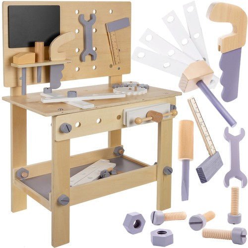 Holzwerkstatt Kinder Werkbank Set – Pädagogisches Holzspielzeug ab 3 Jahren - Easy2sell - Deluxe