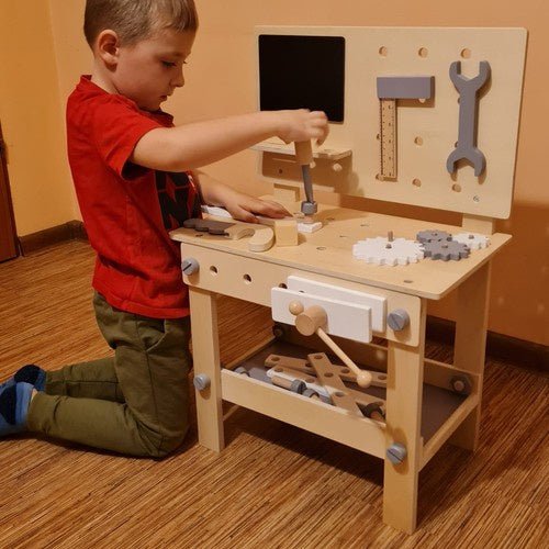 Holzwerkstatt Kinder Werkbank Set – Pädagogisches Holzspielzeug ab 3 Jahren - Easy2sell - Deluxe