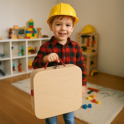 Holzwerkzeugkasten Kinder – 10 - teiliges DIY Konstruktionsspielzeug Set - Easy2sell - Deluxe