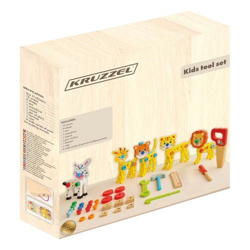 Holzwerkzeugkasten Kinder – 10 - teiliges DIY Konstruktionsspielzeug Set - Easy2sell - Deluxe