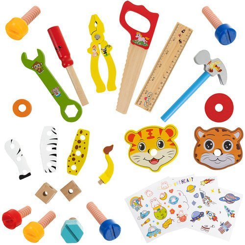 Holzwerkzeugkasten Kinder – 10 - teiliges DIY Konstruktionsspielzeug Set - Easy2sell - Deluxe
