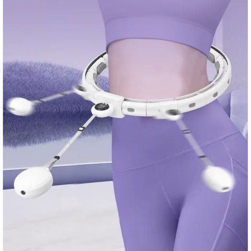 Hula-Hoop-Reifen mit Gewichten verstellbar Zählwerk Fitness weiß für Zuhause