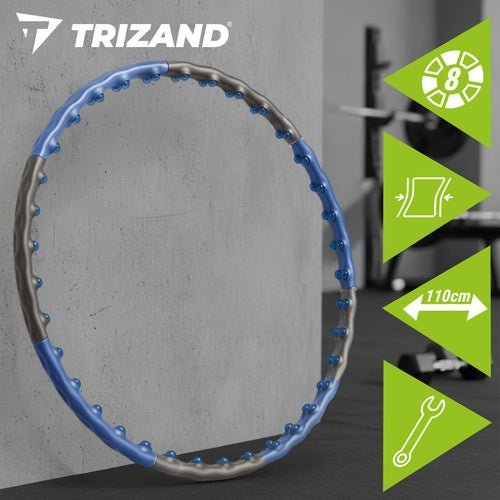 Hula - Hoop - Reifen mit Massage - Noppen und Magneten, 110 cm, Blau - Schwarz - Easy2sell - Deluxe