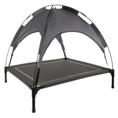 Hundebett XXL mit Dach – Outdoor Hundehochbett, Graphitgrau, 90x90 cm - Easy2sell - Deluxe