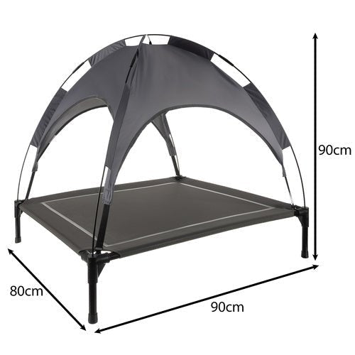 Hundebett XXL mit Dach – Outdoor Hundehochbett, Graphitgrau, 90x90 cm - Easy2sell - Deluxe