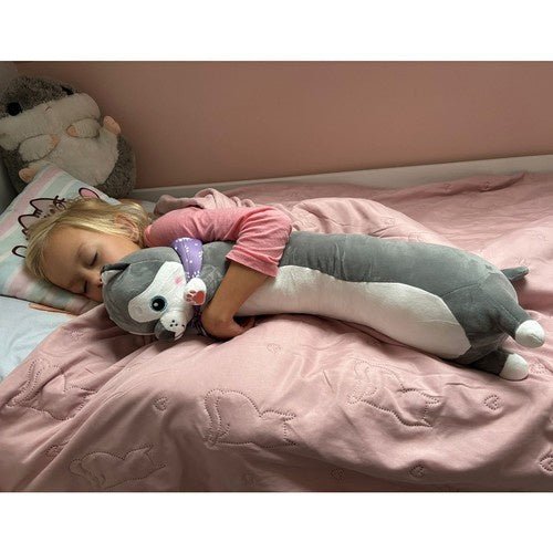 Hundemaskottchen Kissen Kuscheltier 70cm XXL Plüschtier Grau für Kinder - Easy2sell - Deluxe