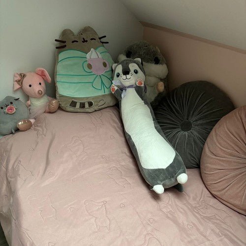 Hundemaskottchen Kissen Kuscheltier 70cm XXL Plüschtier Grau für Kinder - Easy2sell - Deluxe