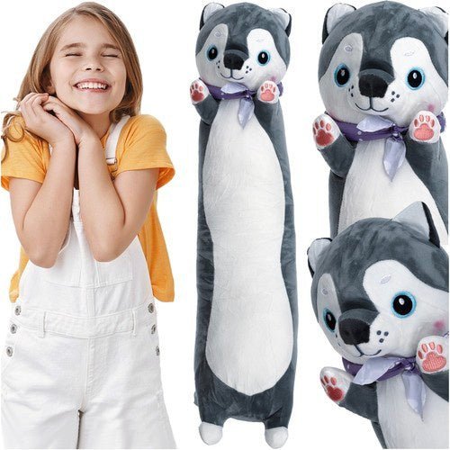 Hundemaskottchen Kissen Kuscheltier 70cm XXL Plüschtier Grau für Kinder - Easy2sell - Deluxe