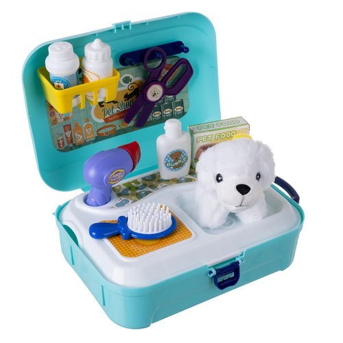 Hundepflegeset Spielzeug im Rucksack – 9 - teiliges Set mit Plüschhund - Easy2sell - Deluxe