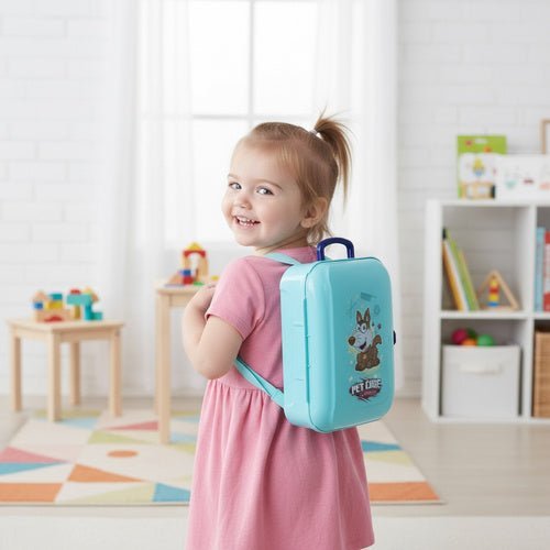 Hundepflegeset Spielzeug im Rucksack – 9 - teiliges Set mit Plüschhund - Easy2sell - Deluxe