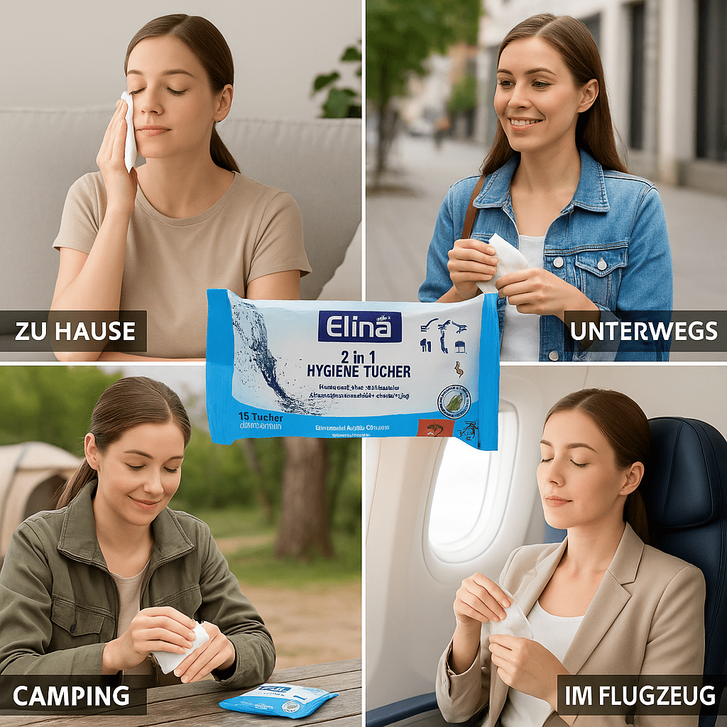 Hygiene Tücher Elina 2in1 15 Stück Feuchttücher für Hände & Flächen - 20x12cm - Easy2sell - Deluxe