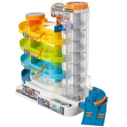 Interaktive Parkgarage mit 5 Ebenen – Spielzeug Parkhaus mit 6 Autos - Easy2sell - Deluxe