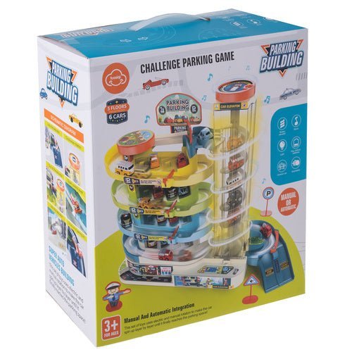 Interaktive Parkgarage mit 5 Ebenen – Spielzeug Parkhaus mit 6 Autos - Easy2sell - Deluxe