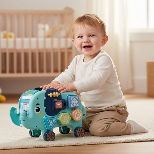 Interaktives Elefant Spielzeug – Montessori Motorikwürfel ab 18 Monaten - Easy2sell - Deluxe