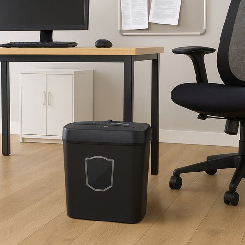 Aktenvernichter Papier CDs A4 P-4 5 Blatt 12,5 L 4x40 mm Rücklauf Auto Schwarz