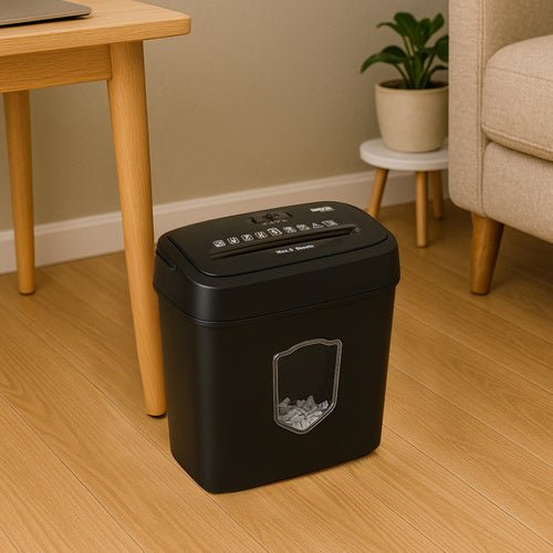 Aktenvernichter Papier CDs A4 P-4 5 Blatt 12,5 L 4x40 mm Rücklauf Auto Schwarz