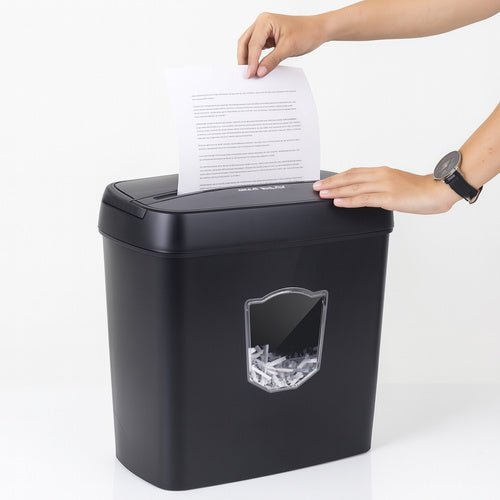 Aktenvernichter Papier CDs A4 P-4 5 Blatt 12,5 L 4x40 mm Rücklauf Auto Schwarz