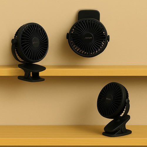 Kabelloser Clipventilator mit 360° - Drehung, schwarz - Easy2sell - Deluxe