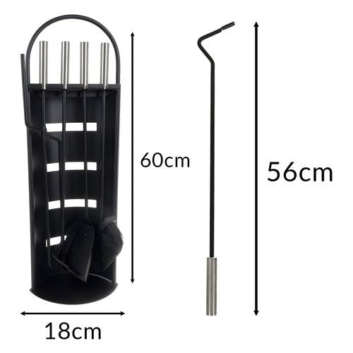 Kaminbesteck 5 - in - 1 Set aus Stahl mit Ständer Schaufel Besen Zange - Easy2sell - Deluxe
