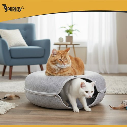 Katzentunnel mit Anti - Stress - Donut - Design in Grau - Easy2sell - Deluxe