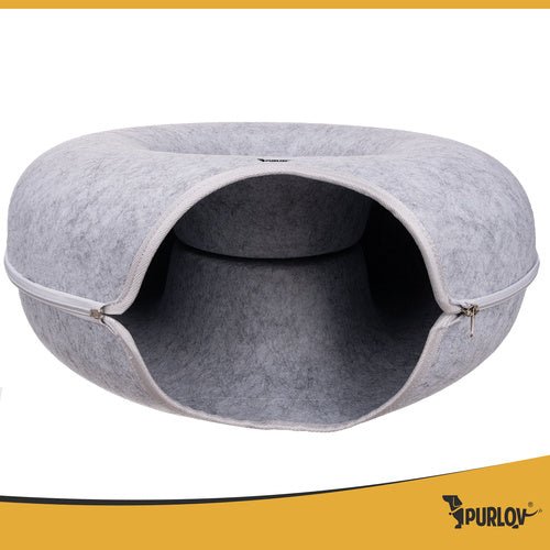 Katzentunnel mit Anti - Stress - Donut - Design in Grau - Easy2sell - Deluxe