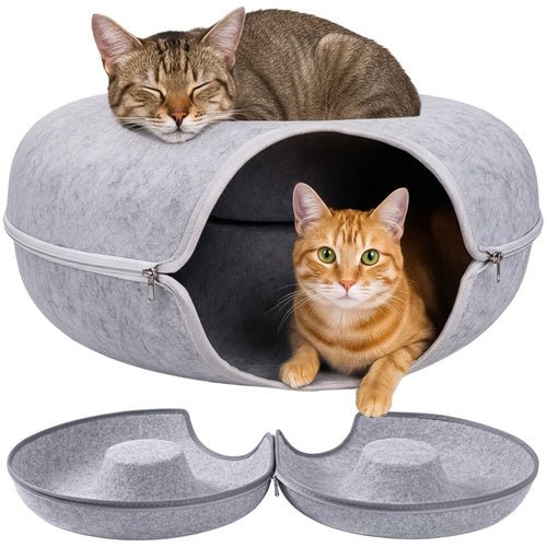 Katzentunnel mit Anti - Stress - Donut - Design in Grau - Easy2sell - Deluxe