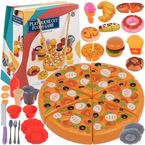 Kinder - Kochset mit Klett - Pizza und Fast - Food - Spielzeug – 42 - teilig - Easy2sell - Deluxe