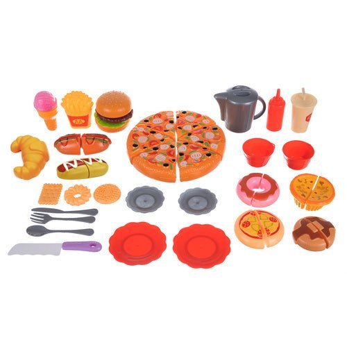 Kinder - Kochset mit Klett - Pizza und Fast - Food - Spielzeug – 42 - teilig - Easy2sell - Deluxe