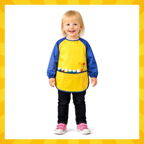 Kinder - Malschürze Wasserdicht mit Ärmeln – Schutzschürze Größe S 98 - 122 - Easy2sell - Deluxe